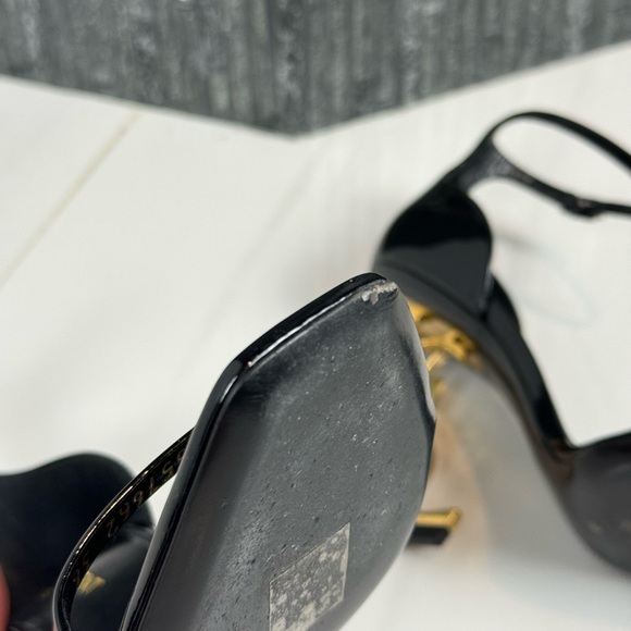 ♠️Saint Laurent Opyum YSL Black Logo-Heels Gold HW Size 36 - Picture 13 of 14